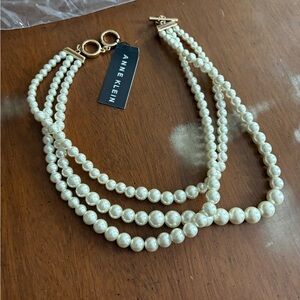 Anne Klein Triple Strand Pearl Necklace